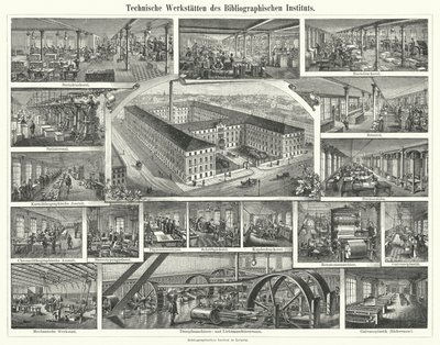 Workshops af Bibliographisches Institut, Leipzig, Tyskland (gravering) af German School
