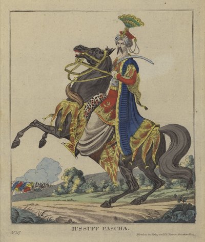 Yusuf Pasha, osmannisk general (farvet gravering) af German School