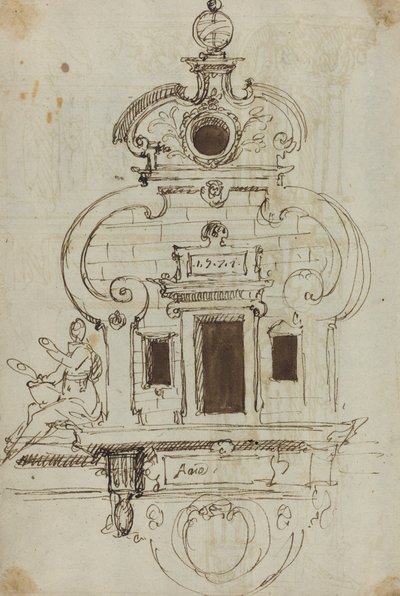Murmonument med en armillarkugle [verso] af German or Austrian 16th Century