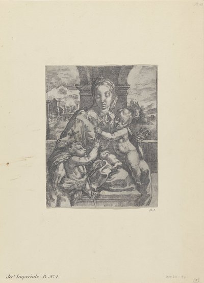 Maria med barn og den unge Johannes Døberen af Gerolamo Imperiale