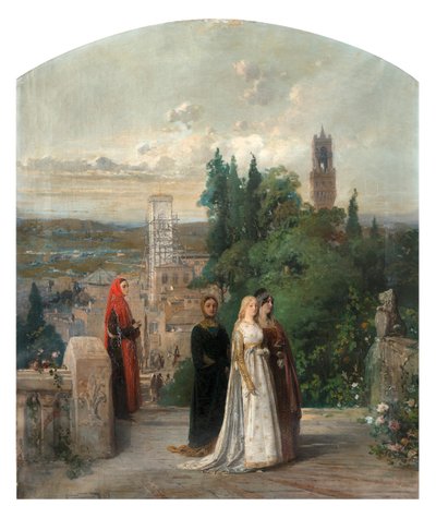 Dante og Beatrice. af Gerolamo Induno