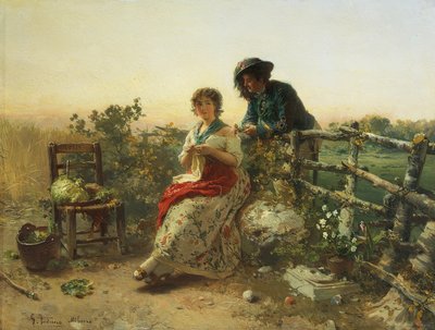 In Peacetime, af Gerolamo Induno, omkring 1880, olie på træ af Gerolamo Induno