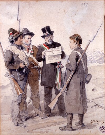 Risorgimento: De fem dage i Milano (Cinque giornate di Milano) (18.-22. marts 1848): dette er en af de første episoder af revolutionerne i 1848 (en del af den første italienske uafhængighedskrig), der oplevede milanesernes fremgang befolkningsoprør mod af Gerolamo Induno