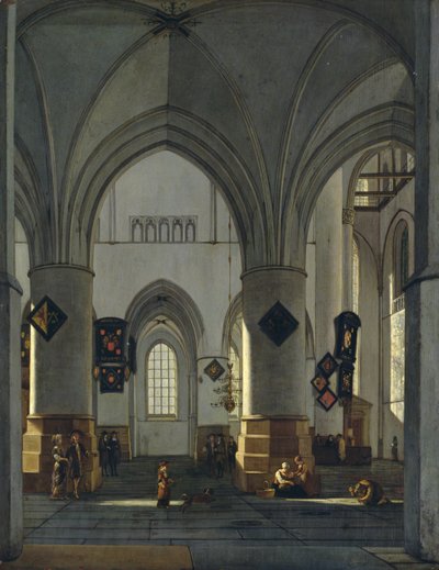 Indvendig udsigt over St. Bavo-kirken, Harlem af Gerrit Adriaensz Berckheyde
