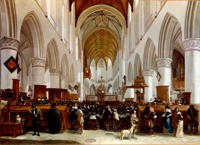 Interiør af en kirke. Maleri af Gerrit Berckheyde (1638-1698), hollandsk maler. London, National Gallery af Gerrit Adriaensz Berckheyde