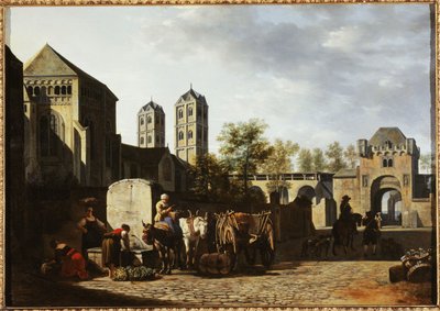 Offentlig fontæne og Sankt Gereons kirke i Köln, ca. 1670 (olie på træ) af Gerrit Adriaensz Berckheyde
