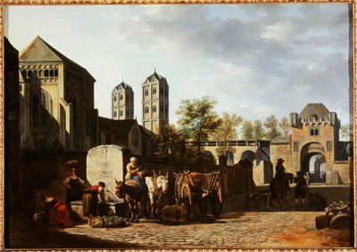 Fransk: Fontaine publique et église Saint-Géréon à Cologne af Gerrit Adriaenszoon Berckheyde