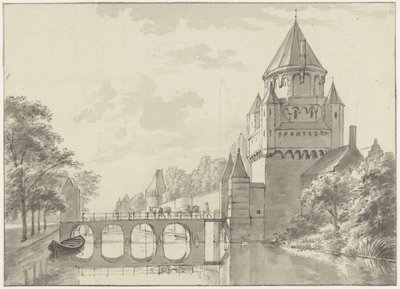 Udsigt over Kleine Houtpoort, Haarlem af Gerrit Adriaenszoon Berckheyde