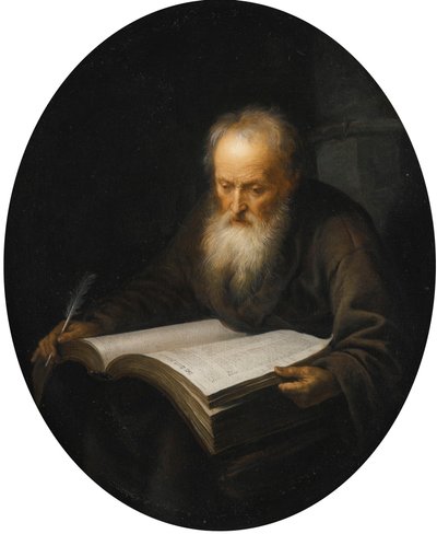 Gammel lærd med en bog af Gerrit Dou