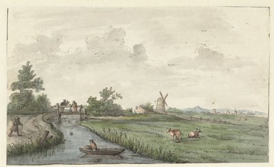 Landskab med grøft og landevej af Gerrit Grasdorp (possibly)
