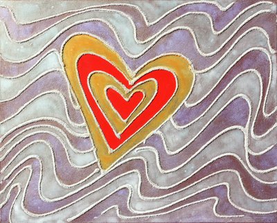 Heart in the Waves; c 2013 (sand og akryl på lærred) af Gerrit Greve