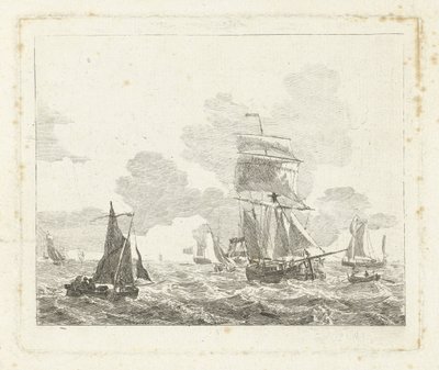 Sejlskibe på oprørt farvand Havlandskaber med skibe (serietitel) af Gerrit Groenewegen