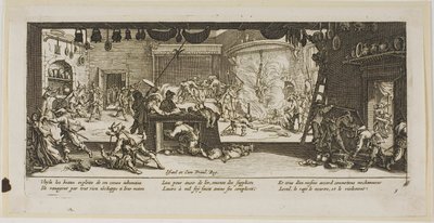 Plyndring af en stor bondegård, planche fem fra Krigens store elendighed af Gerrit Lucasz van Schagen