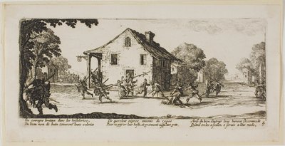 Plyndringsscene, planche fire fra Krigens store elendighed af Gerrit Lucasz van Schagen
