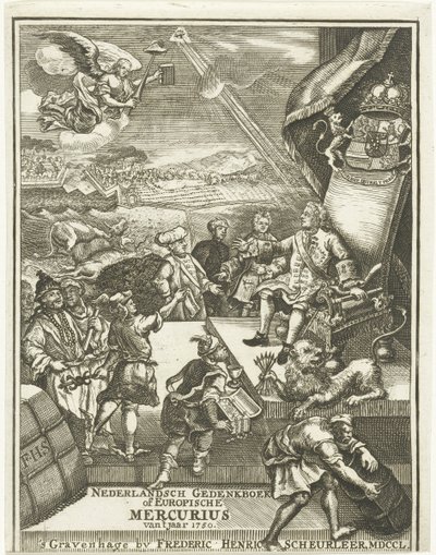 Titelside for European Mercury fra 1750 af Gerrit Sibersma (possibly)