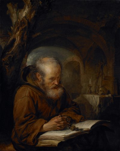En eremit beder, 1670 af Gerrit Dou