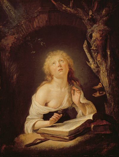Den Hellige Jomfru (olie på egetræspanel) af Gerrit Dou