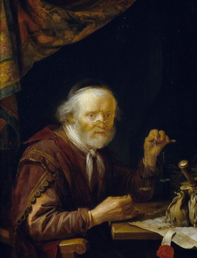Vejning af guld af Gerrit or Gerard Dou