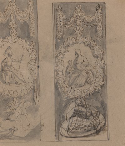 Dekorative motiver med guirlander (verso) af Gerrit van Honthorst
