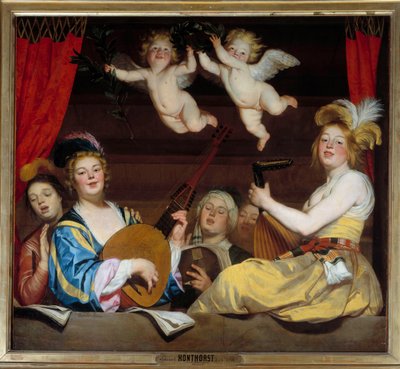 The Painting concert by Gerrit Van Honthorstdani af Gerrit van Honthorst