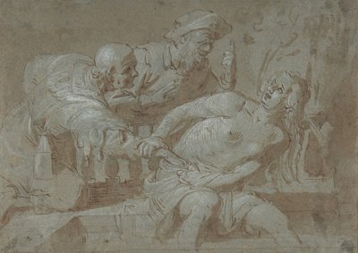 Susanna and the Elders, begyndelsen af det 17.-midten af det 17. århundrede. af Gerrit van Honthorst