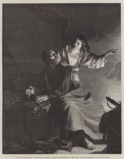Englen løslader Sankt Peter fra fængslet af Gerrit van Honthorst