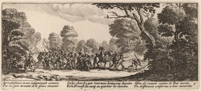 Opdagelsen af de kriminelle soldater af Gerrit van Schagen after Jacques Callot