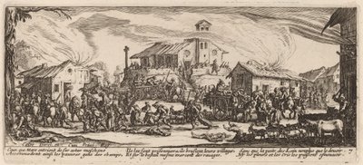 At plyndre og brænde en landsby af Gerrit van Schagen after Jacques Callot