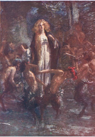 Satyrerne dansede rundt om hende i glæde, Stories from the Faerie Queen udgivet af George Harrap and Company af Gertrude E. Demain (after) Hammond