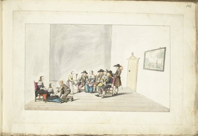 Selskab med ti unge mennesker i et interiør af Gesina ter Borch (signed by artist)