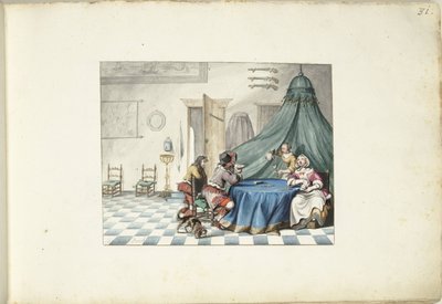 Kortspillere i et interiør af Gesina ter Borch (signed by artist)