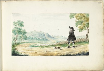 Løbende herre på en landevej af Gesina ter Borch (signed by artist)