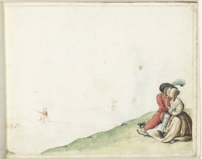 Elskere ved en dam af Gesina ter Borch