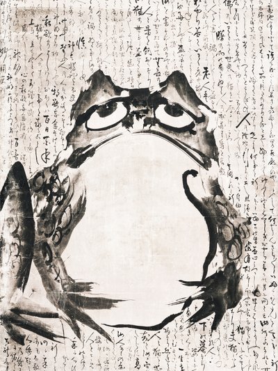 Japansk frø (slutningen af det 18. og det 19. århundrede) Vintage-tryk i blæk og farver på papir af Getsuju