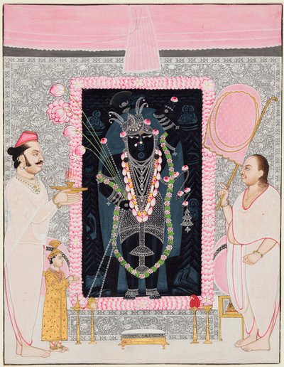 Overpræsten Tilakayat Govardhanlalji MKS ofringer til Shri Nathji i fejring..., s. 1890 af Ghasiram Hardev Sharma