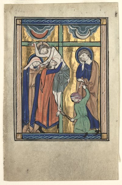 Miniature udskåret fra "Potocki Psalter": Aflejringen af Gherardo Starnina