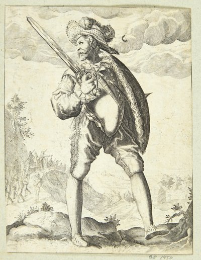 Soldat bevæbnet med sværd og skjold af Gheyn, Jacques II de