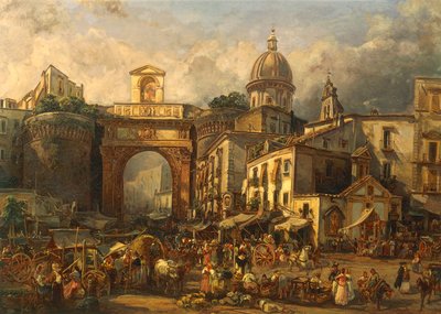 Italien, Napoli, marked ved Porta Capuana af Giacinto Gigante af Giacinto Gigante