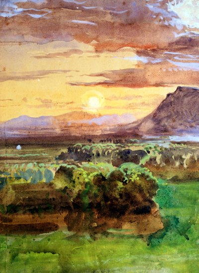 Solnedgang i Caserta af Giacinto Gigante