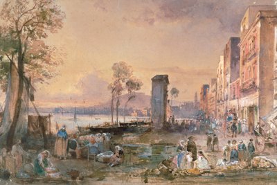 Udsigt over Napoli fra Marinella, af Giacinto Gigante (1806-1876), blyant, akvarel og ceruse (hvidt bly) på papir, Italien af Giacinto Gigante