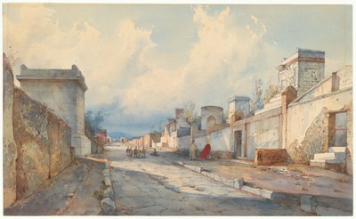 Udsigt over en gade i Pompeji af Giacinto Gigante