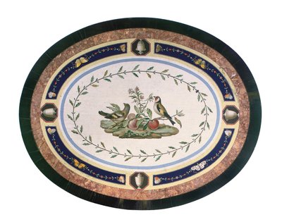 Mikromosaik bordplade, Rom, slutningen af det 18. århundrede (mosaik, ormolu-monteret ibenholt og satintræ) af Giacomo (attr. to) Raffaelli