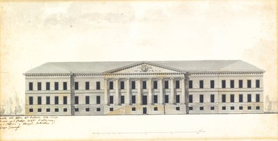 Forhøjning af facaden af Videnskabsakademiet i St. Petersborg af Giacomo Antonio Domenico Quarenghi