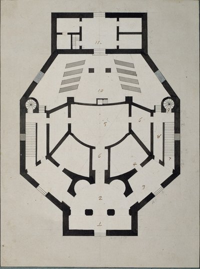 Ovenpå plantegning af Giacomo Antonio Domenico Quarenghi