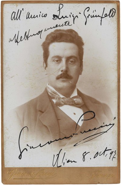 Portræt af komponisten Giacomo Puccini 1858-1924, 1897. af Giacomo Brogi