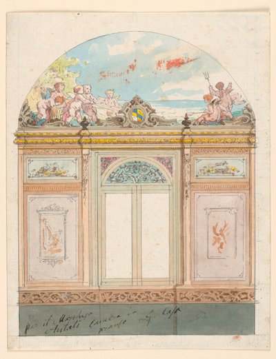Tegning, malet vægdekoration, 1870 af Giacomo Casa