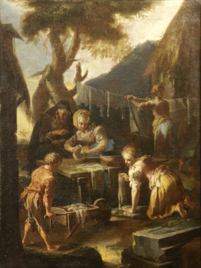 Fransk:  Les Lavandières vasker kvinder af Giacomo Francesco Cipper