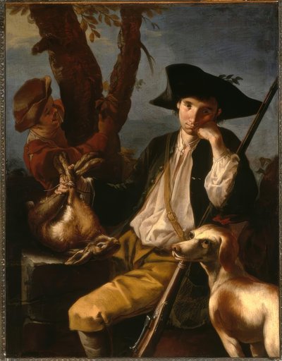 G.F.Cipper kaldet Il Todeschini, Hvilende Jæger / Maleri af Giacomo Francesco Cipper
