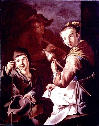 Spinneren (olie på lærred) af Giacomo Francesco Cipper