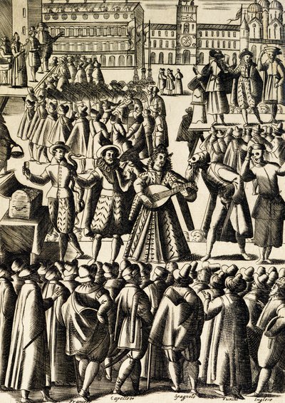 Charlataner på Markuspladsen i Venedig af Giacomo Franco